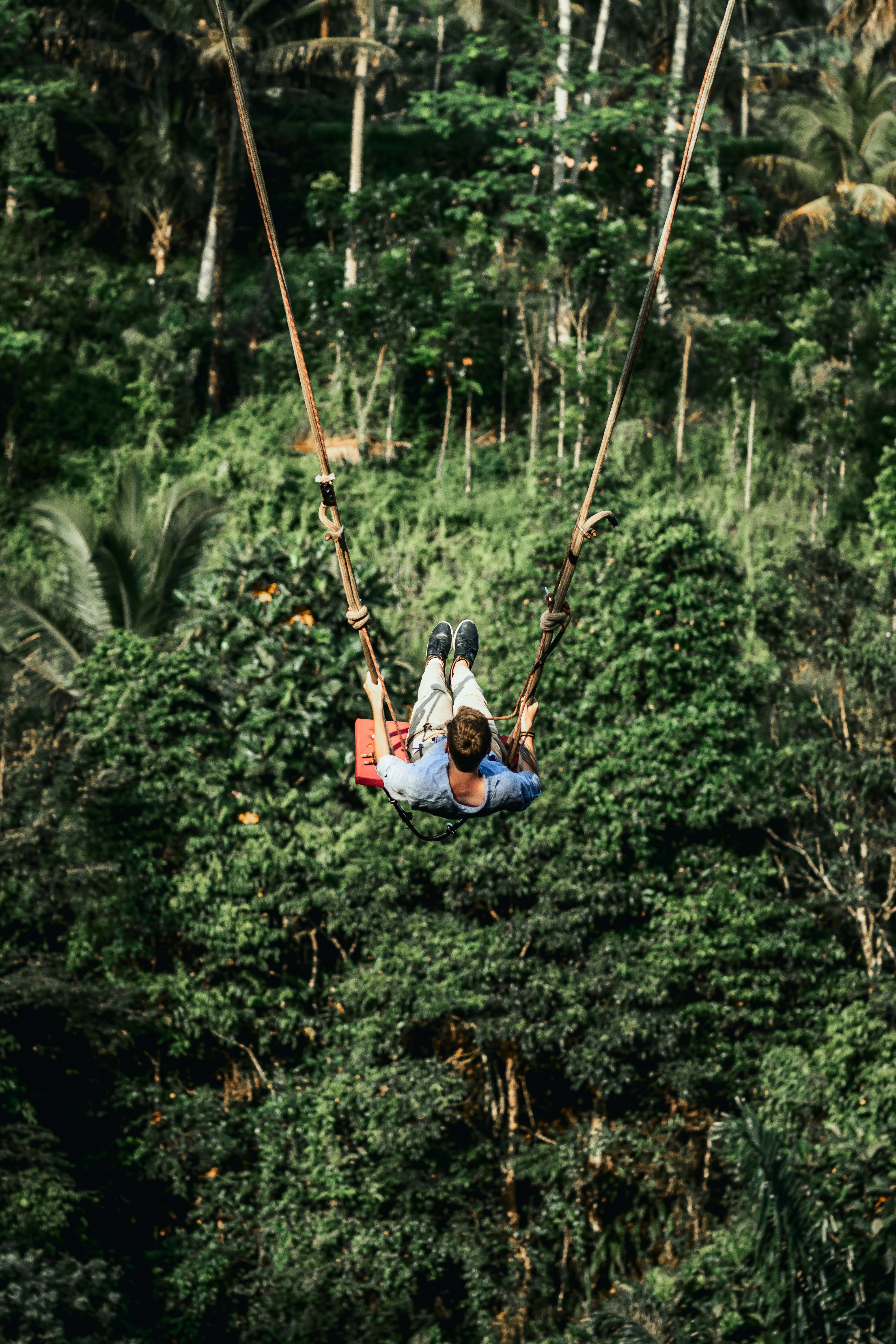 girl in pink shirt riding swing